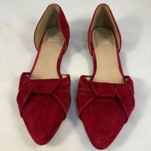 Eileen Fisher D’Orsay Women's Crimson Suede Flats, Classic professional comfort